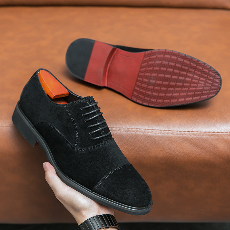 Herren elegante Veloursleder Oxford-Halbschuhe mit Kaptoefen-Detail, gepolstertem Komfortfußbett und rutschfester Gummisohle Drune