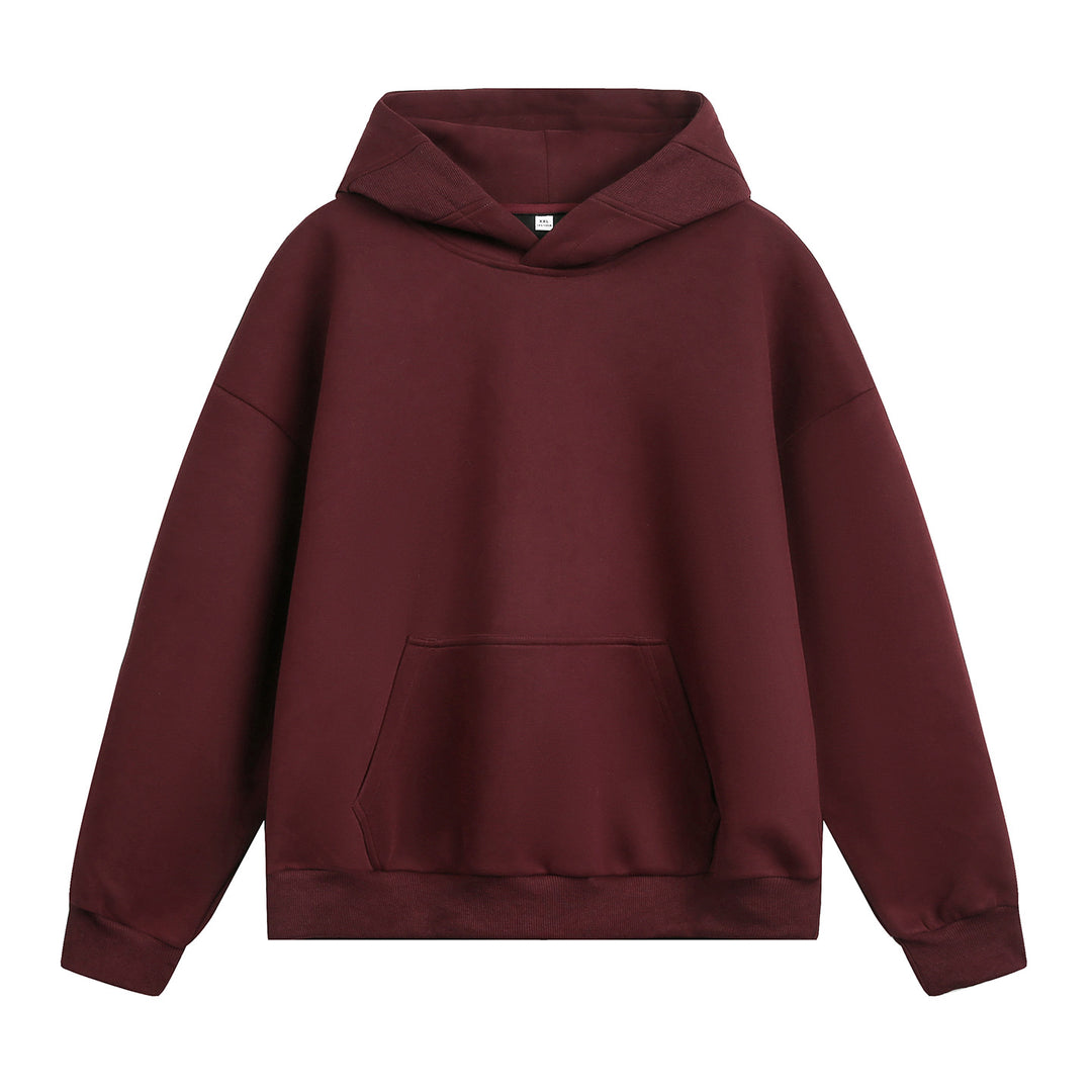 Unisex Oversize-Kapuzenpullover ohne Kordel mit Kängurutasche und Raglanärmeln Drune