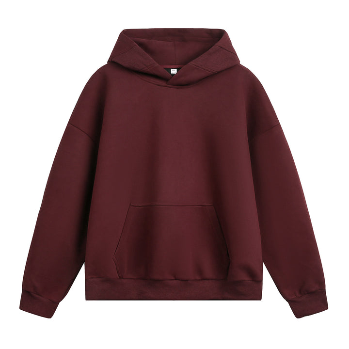 Unisex Oversize-Kapuzenpullover ohne Kordel mit Kängurutasche und Raglanärmeln Drune