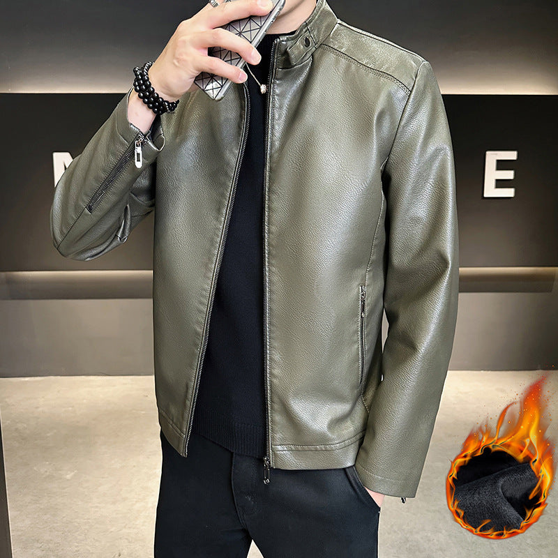 Herren Modische Kunstlederjacke im lässigen Design Drune