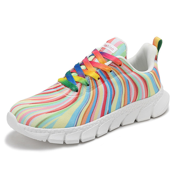 Damen nan leichter Muster-Sneaker mit elastischem Canvas-Obermaterial, gepolsterter Fersenstütze und segmentierter Flexlaufsohle Drune