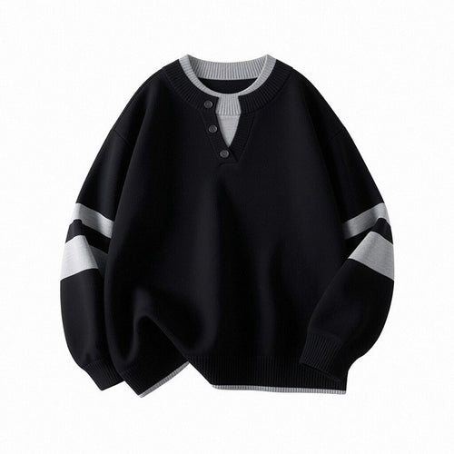Damen Sportlicher Oversize-Pullover mit Knopfleiste Drune
