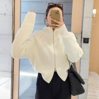 Damen Modischer Strickpullover mit hohem Kragen Drune