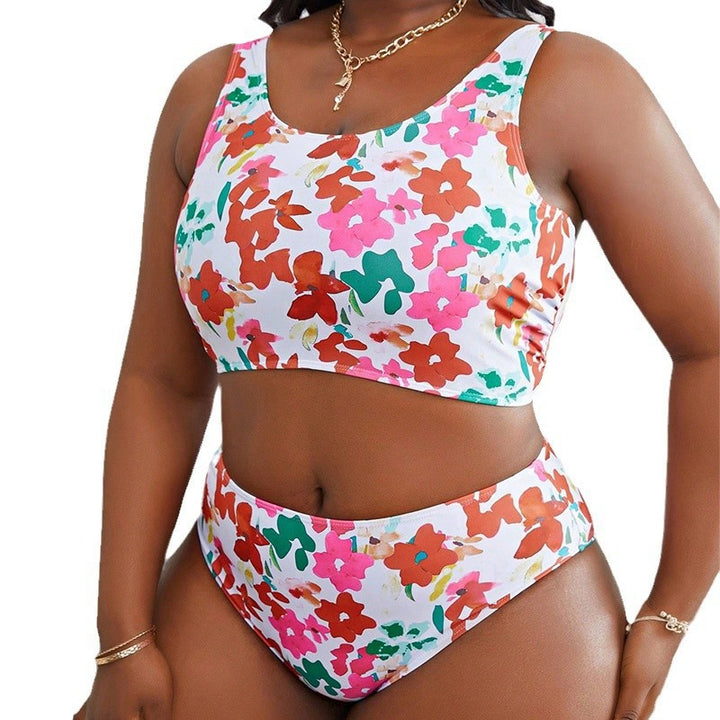 Damen Crop-Top Bikini mit floralem Muster Drune