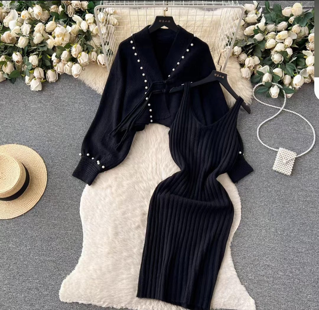 Damen Elegantes Strickset mit Rib-Design Drune