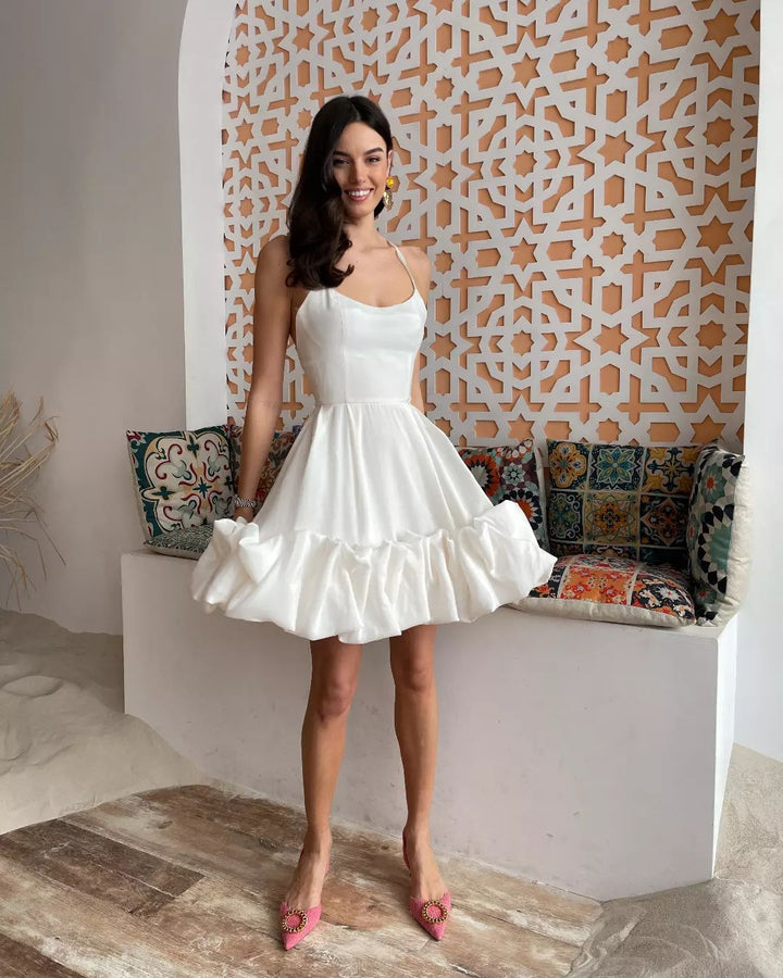 Damen A-Linien Kleid mit voluminösem Rüschensaum Drune