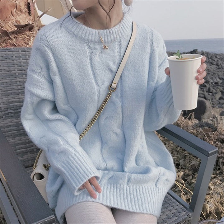 Damen Grobstrickpullover mit modischem Zopfdesign und weitem Schnitt Drune