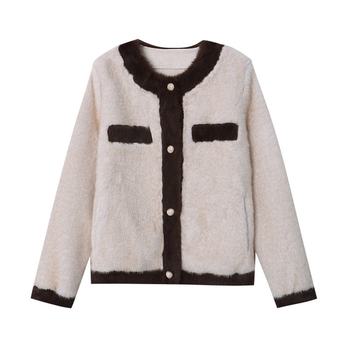 Damen Kuschelige Bouclé-Jacke mit dekorativer Knopfleiste Drune