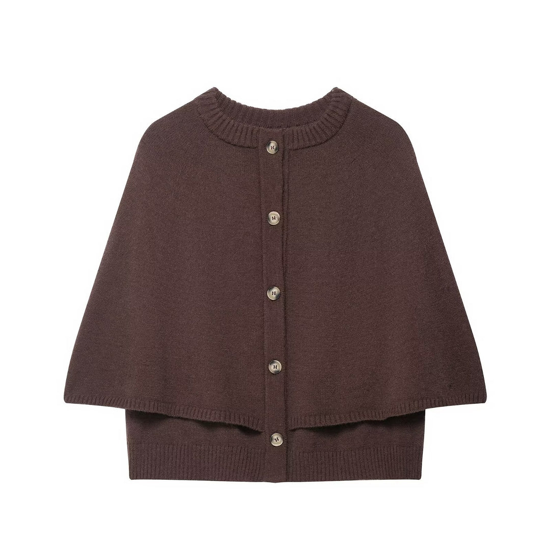 Damen Cape-Cardigan mit Knopfleiste und zweilagigem Umhang Drune