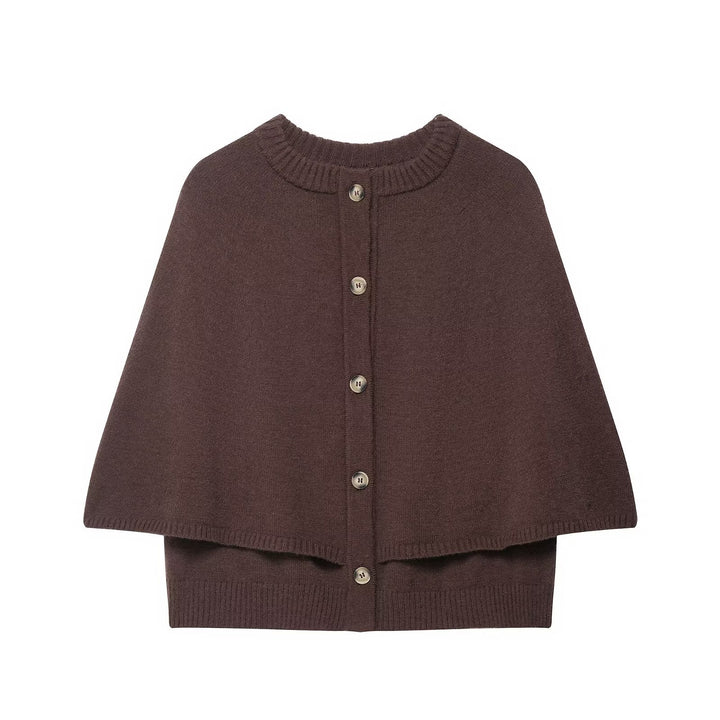 Damen Cape-Cardigan mit Knopfleiste und zweilagigem Umhang Drune
