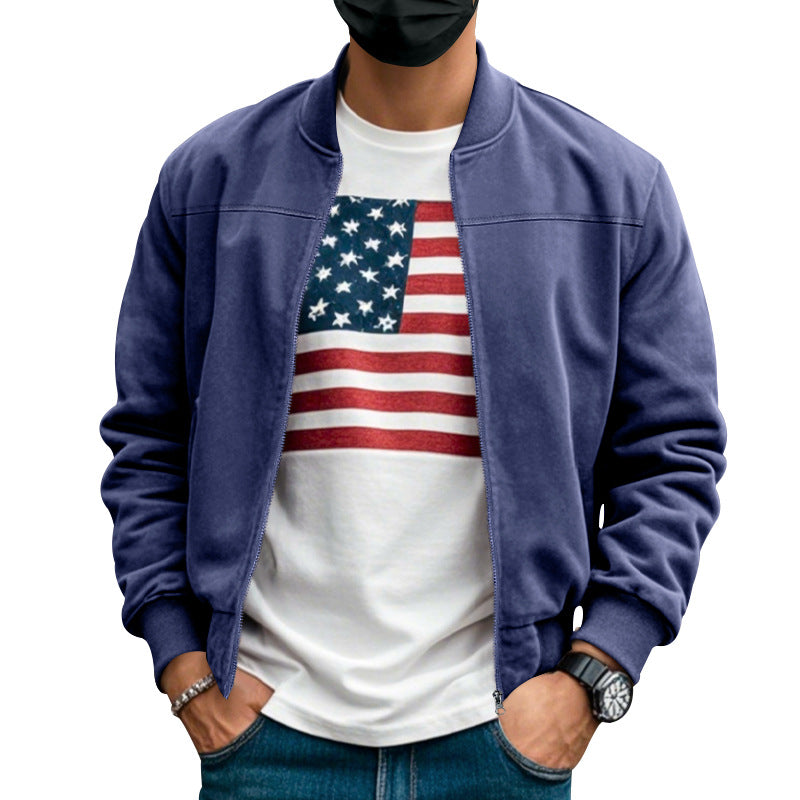 Herren nan Wildlederoptik Bomberjacke mit Reißverschluss und Rippbündchen Drune