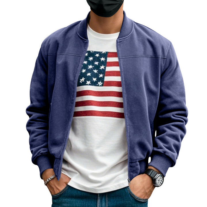 Herren nan Wildlederoptik Bomberjacke mit Reißverschluss und Rippbündchen Drune