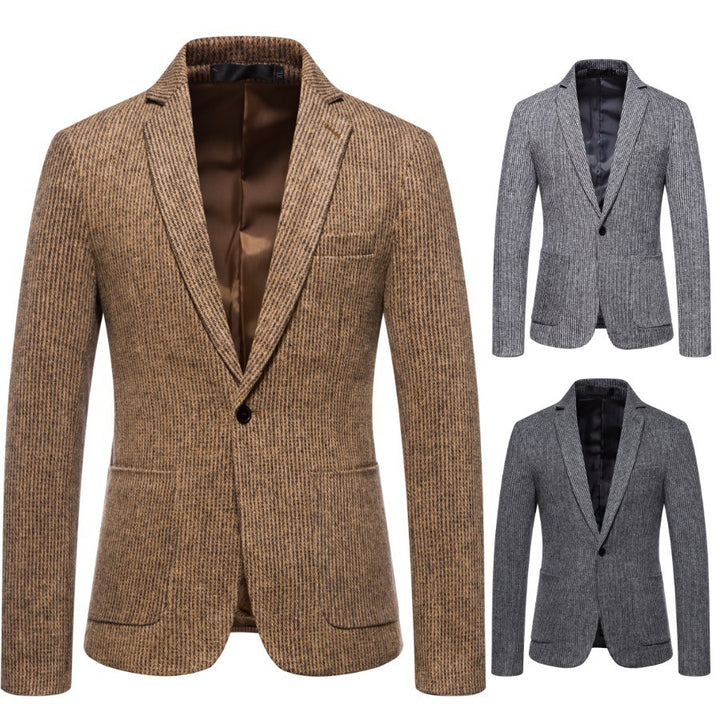 Herren eleganter Strickblazer mit strukturiertem Design und schmalem Schnitt Drune