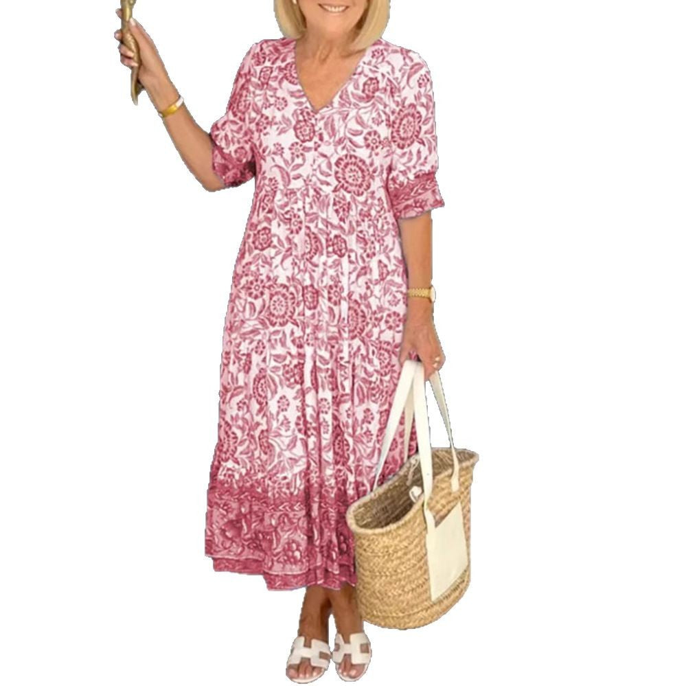Damen Maxikleid mit raffiniertem Volant und floralem Design Drune