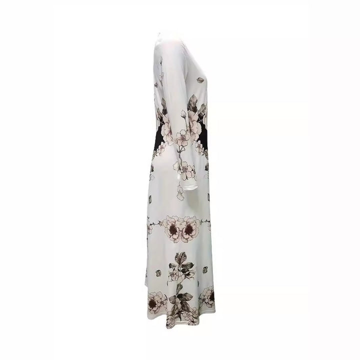 Damen Maxikleid mit floralem Allover-Print, A‑Linie, Langarm und Schlitzdetail Drune