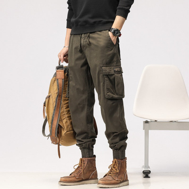 Herren Cargo-Joggerhose aus Baumwollmix mit Elastischem Tunnelzugbund und Multifach‑Taschen Drune