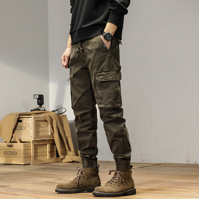 Herren Tapered-Cargo-Jogger aus robustem Canvas mit Utility-Taschen und Elastikbündchen Drune