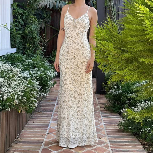 Damen Exquisites Trägerkleid mit floralem Muster und bindbarem Dekolleté Drune