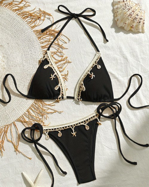 Damen Triangel-Bikini-Set mit verspielten Rüschendetails und anatomischer Passform Drune
