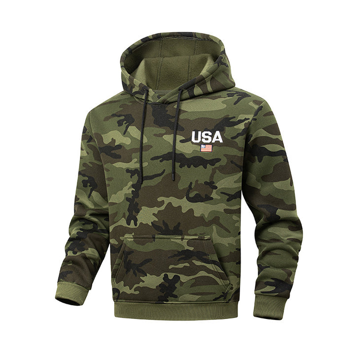 Herren Sportlicher Kapuzenpullover mit camouflagemuster