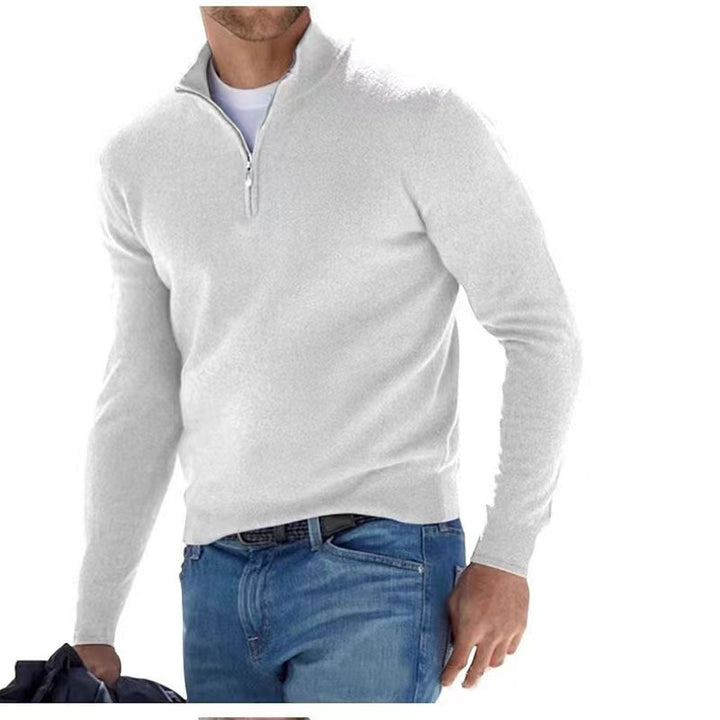 Herren eleganter Pullover mit hohem Kragen und feinem Rippdesign Drune