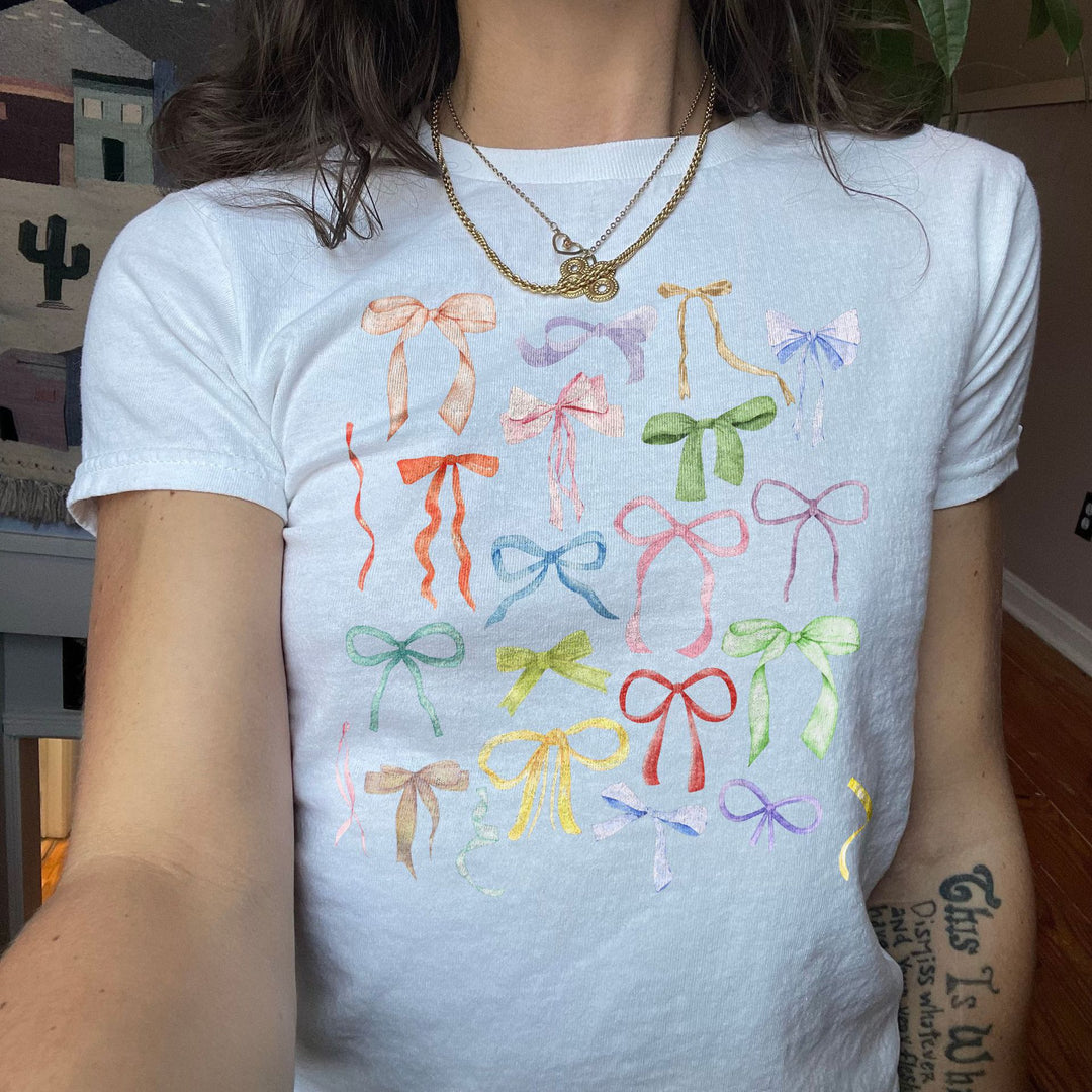 Damen T-Shirt mit flauschigem Schleifenmotiv Drune