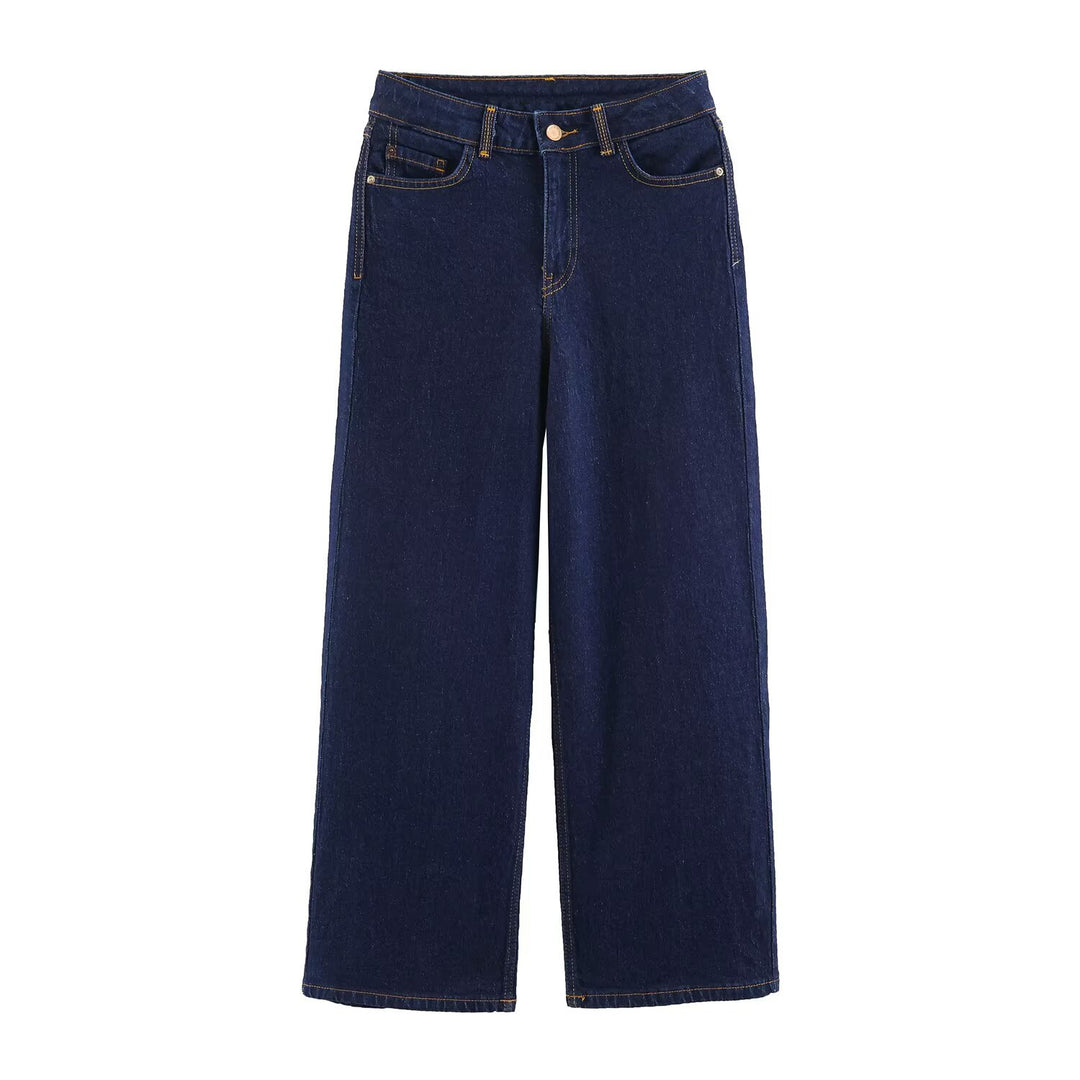 Damen Hochtaillierte Cropped Jeans mit weitem Bein und Fünf‑Taschen‑Schnitt Drune