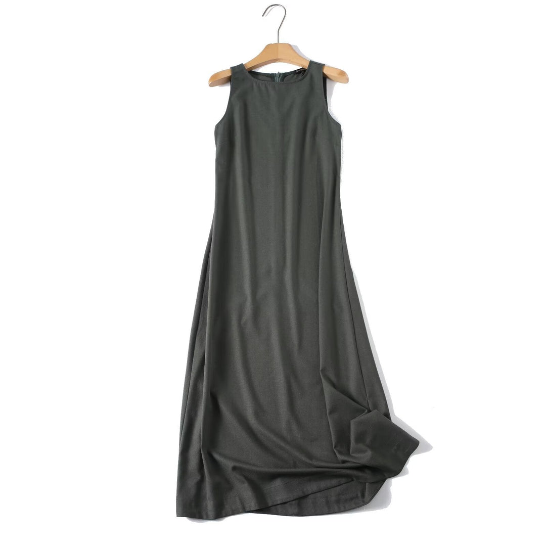 Damen ärmelloses Maxikleid mit elegantem Schnitt aus fließendem Stoff Drune