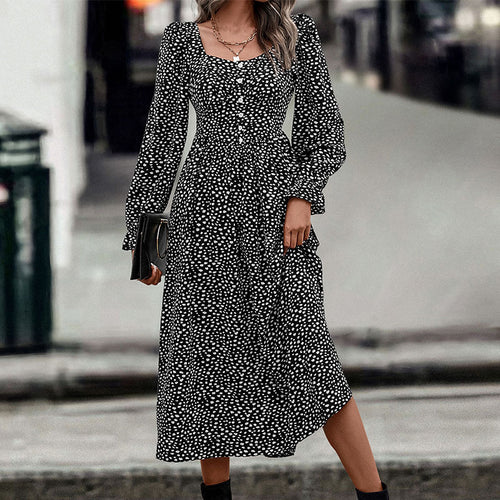 Damen Midi-Kleid mit Blumenmuster Drune