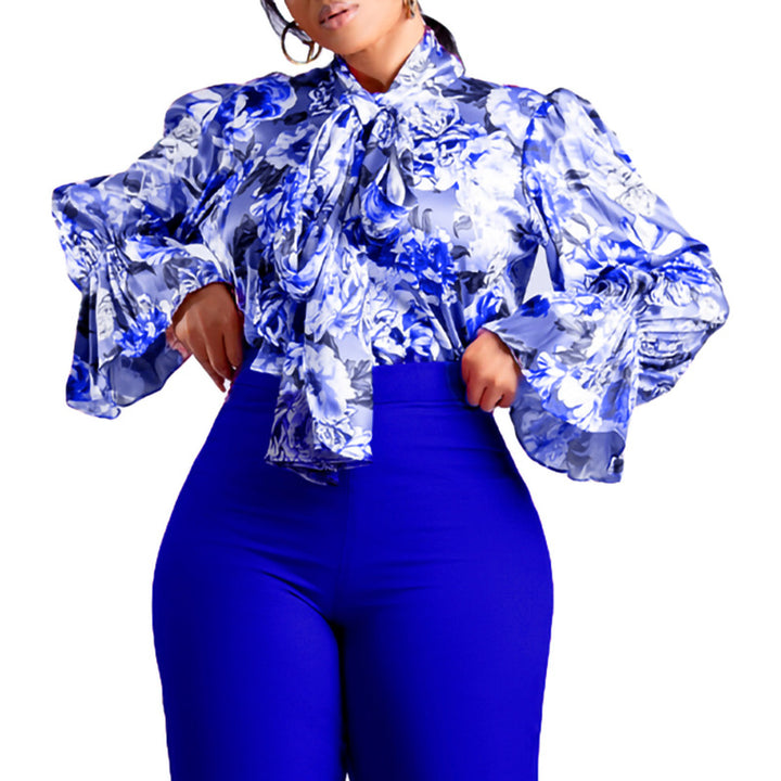 Damen Bluse mit elegantem Schleifendetail und floralem Muster Drune