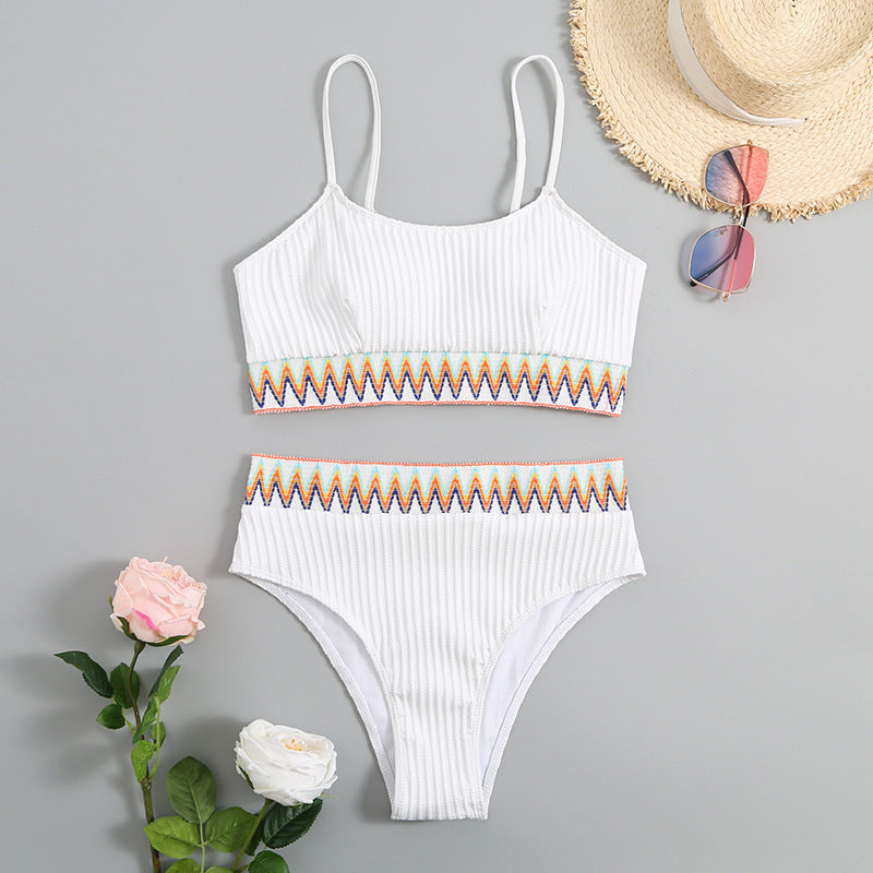 Damen integriertes Bikiniset mit geometrischem Muster Drune