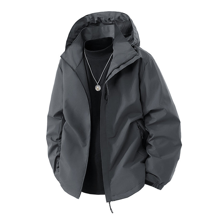 Herren nan leichte wetterfeste Softshelljacke mit verstellbarer Kapuze, winddichter Außenlage und atmungsaktivem Meshfutter Drune