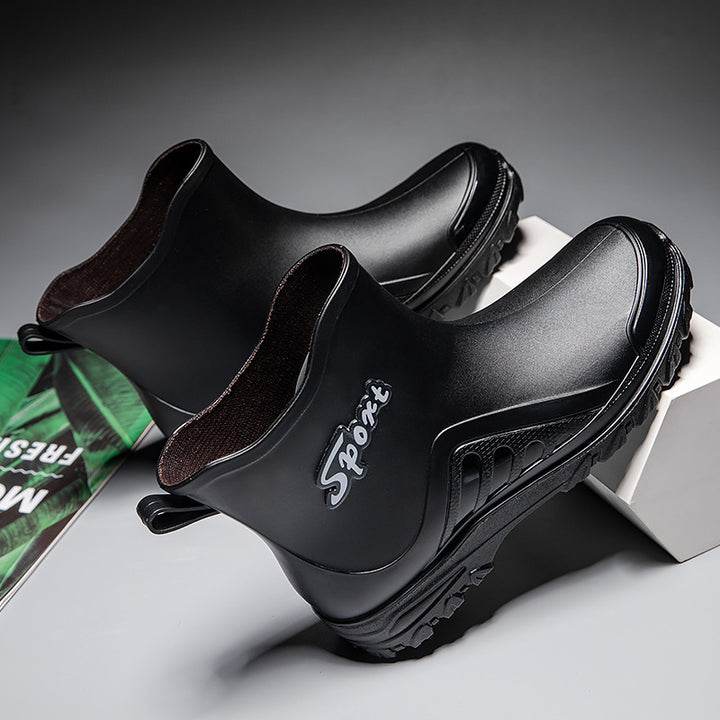 Unisex Kurzschaftige wasserdichte Gummistiefel mit profiliertem Outdoor-Laufsohlen-Design Drune