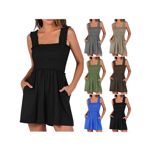 Damen verführerisches Sommerkleid mit Rüschendetails und praktischen Taschen Drune