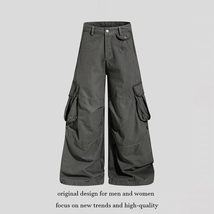 Damen weite Cargo‑Culottehose mit hoher Taille und Multifunktions‑Taschen Drune