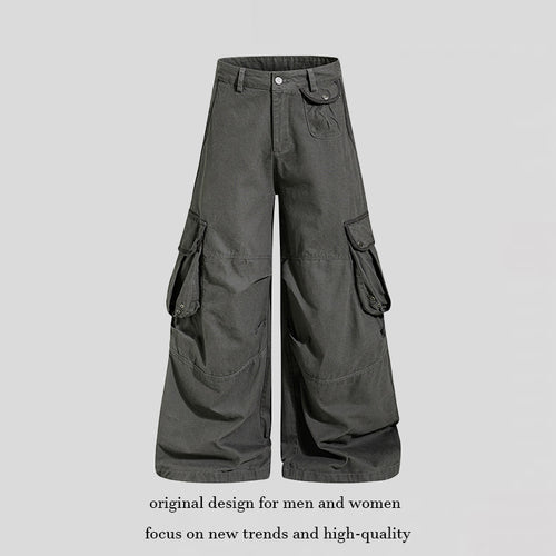 Damen weite Cargo‑Culottehose mit hoher Taille und Multifunktions‑Taschen Drune