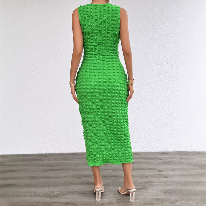 Damen Figurschmeichelndes Midi-Kleid mit strukturierter Oberfläche Drune