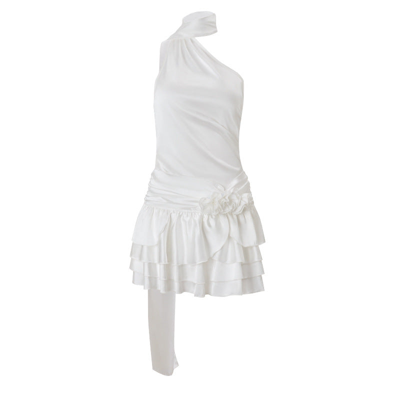 Drune | Ein-Wort-Schulter-Satin-Neckholder-Kleid