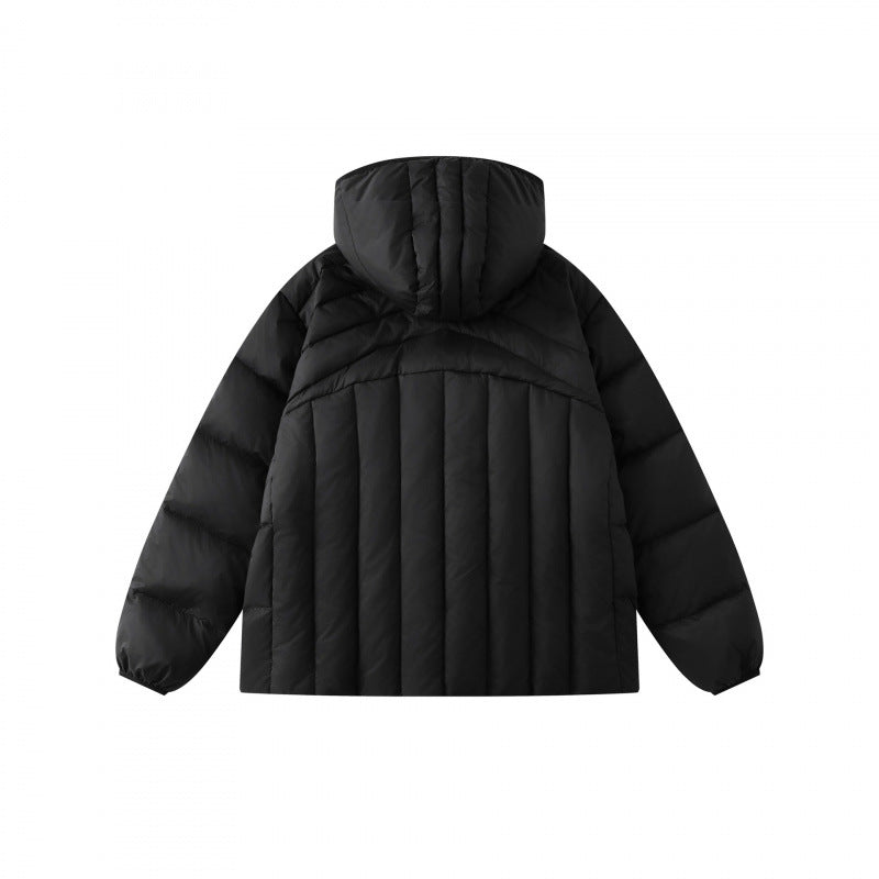 Unisex Kurz geschnittene wattierte Kapuzenjacke im Boxy-Pufferstil mit geometrischer Steppung Drune