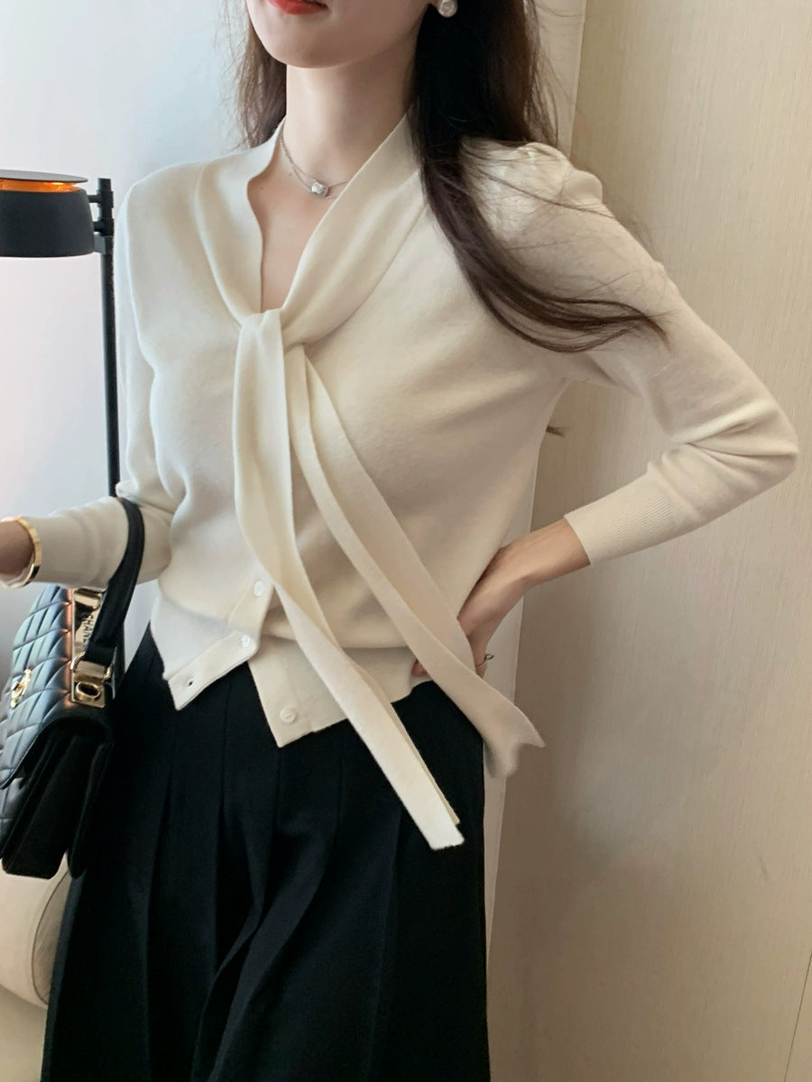 Damen Elegante und stilvolle Bluse mit Schleifendetail Drune