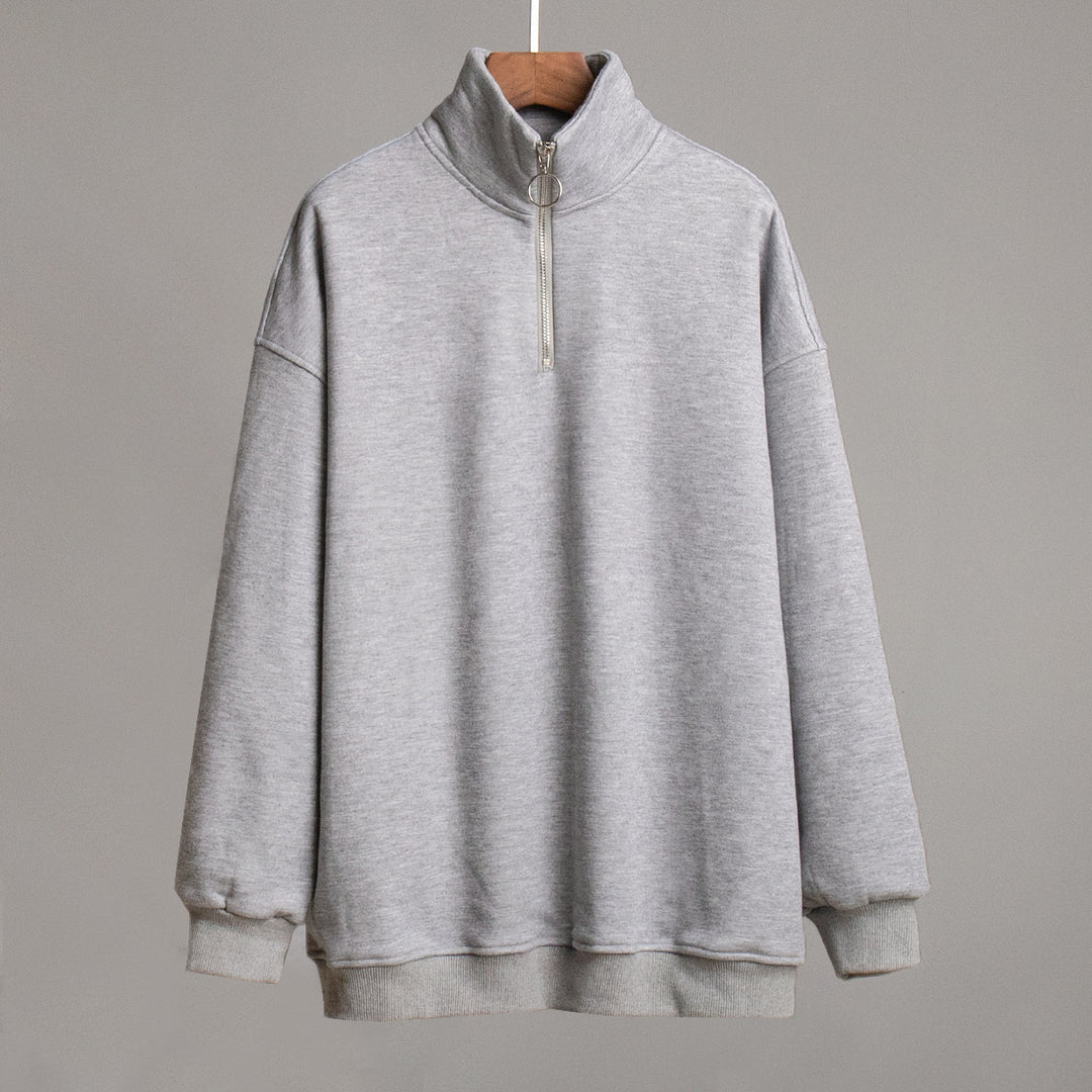 Damen lässiger Pullover mit steigendem Kragen und Reißverschluss Drune