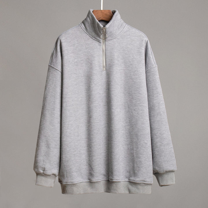 Damen lässiger Pullover mit steigendem Kragen und Reißverschluss Drune