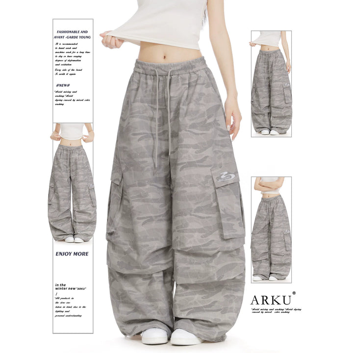 Damen Lässige Cargo-Hose im Camouflage-Design Drune