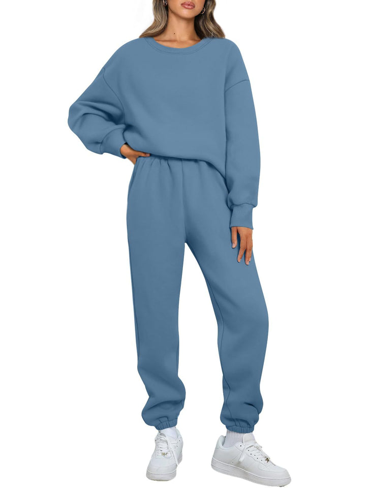 Damen nan gemütliches zweiteiliges Lounge-Set aus French-Terry mit Oversize-Sweatshirt und taillierter Jogginghose Drune