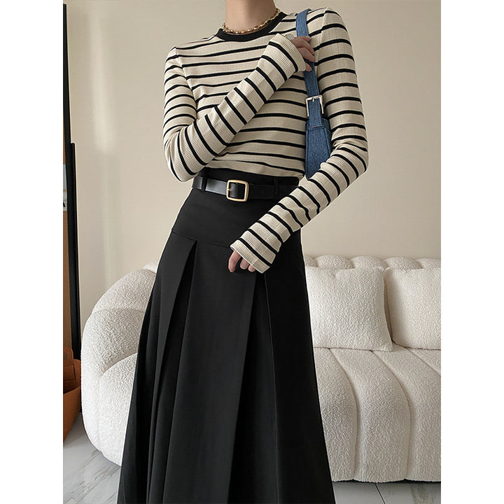 Damen Langarmshirt mit Streifenmuster Drune