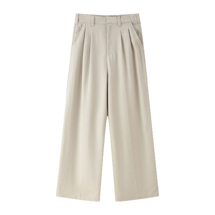 Damen elegante weite Anzughose mit Faltenwurf und hohem Bund Drune