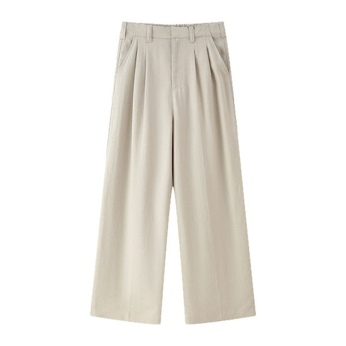 Damen elegante weite Anzughose mit Faltenwurf und hohem Bund Drune