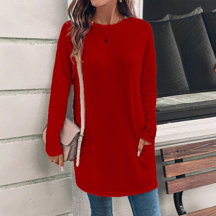 Drune | Sweatshirt - Relaxed Fit - Baumwollmischung - Tunika-Länge - Rundhalsausschnitt - Hüfttaschen