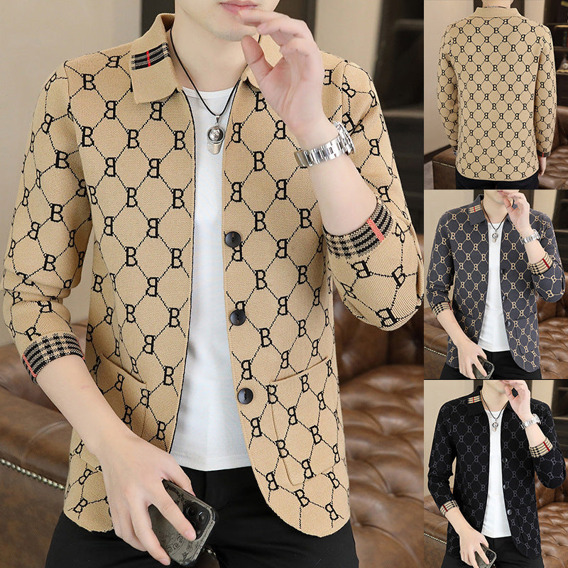 Herren Modische Strickjacke mit strukturiertem Muster Drune
