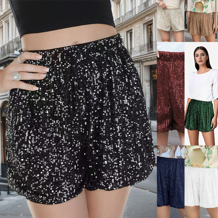 Damen Glitzernde Shorts mit elastischem Bund Drune